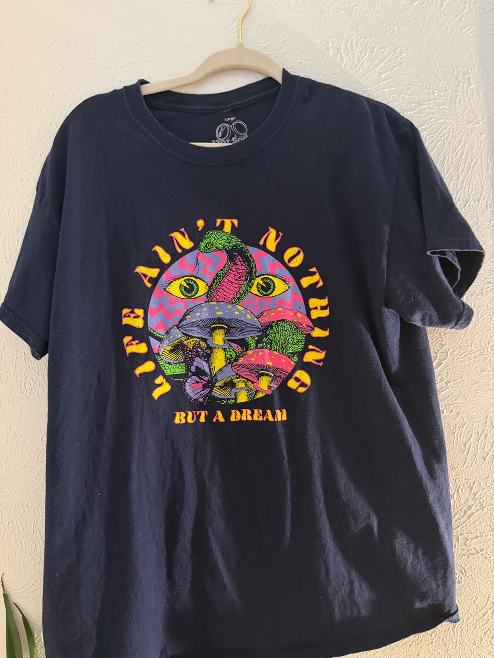 Zoo York Black Graphic Tee with Neon Psychedelic Mushroom Print